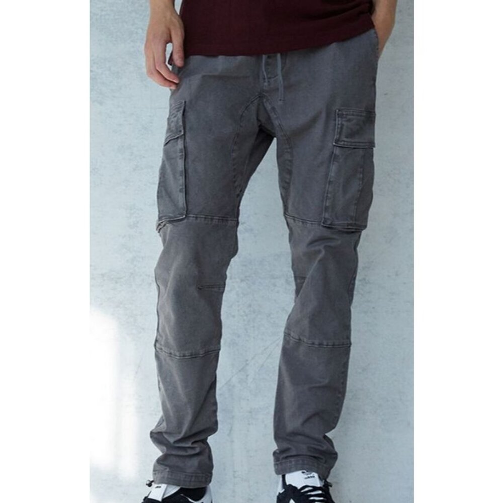No Boundaries Mens Cargo Jogger Pants Elastic Waist M Grey